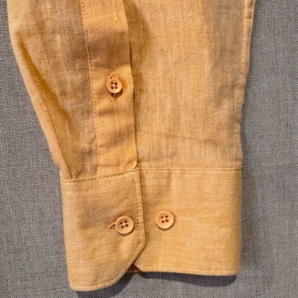 Bachrach Linen Blend Button Down Shirt Orange Long Sleeve Lightweight Casual XL - Picture 5 of 8